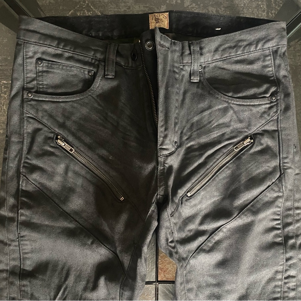 PRPS Demon Moto Black Denim Jeans Japanese Zippers Japan 33
